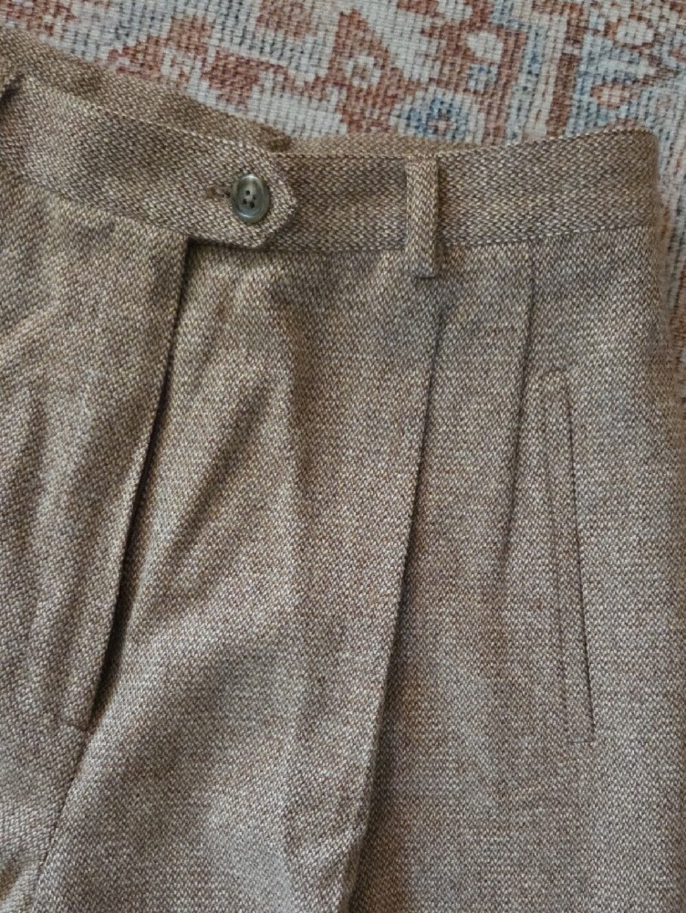 Lauren Ralph Lauren Pleated High-Rise Vintage Trousers in Brown Tweed - Picture 6 of 9